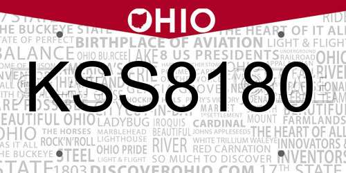 KSS8180 Ohio License Plate