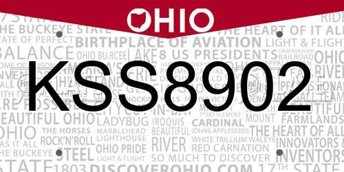 KSS8902 Ohio License Plate