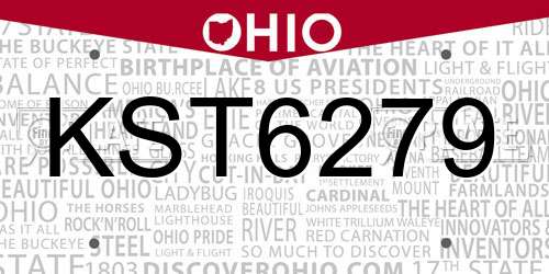 KST6279 Ohio License Plate