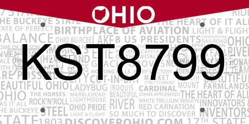 KST8799 Ohio License Plate