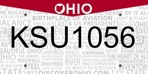 KSU1056 Ohio License Plate