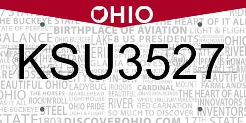 KSU3527 Ohio License Plate
