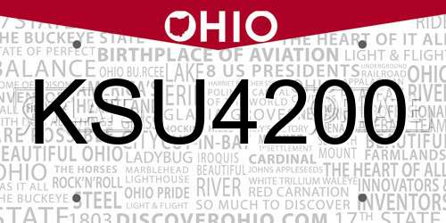 KSU4200 Ohio License Plate