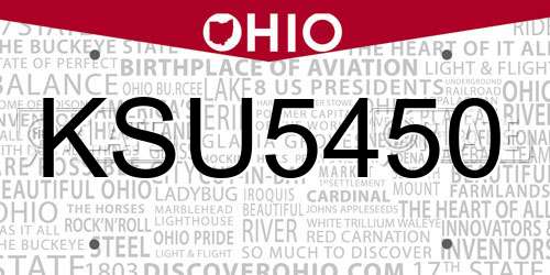KSU5450 Ohio License Plate
