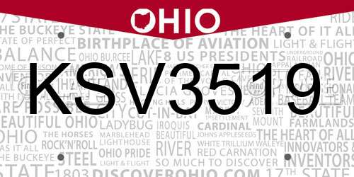 KSV3519 Ohio License Plate
