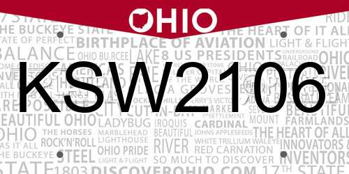 KSW2106 Ohio License Plate