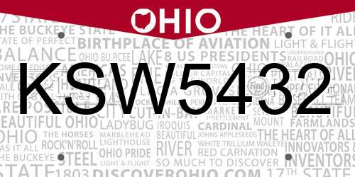 KSW5432 Ohio License Plate