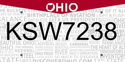 KSW7238 Ohio License Plate