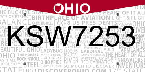 KSW7253 Ohio License Plate