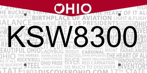 KSW8300 Ohio License Plate