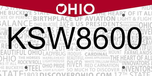 KSW8600 Ohio License Plate