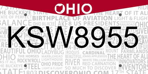 KSW8955 Ohio License Plate