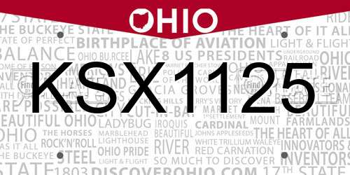 KSX1125 Ohio License Plate