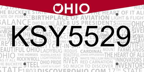 KSY5529 Ohio License Plate