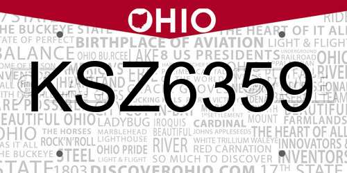 KSZ6359 Ohio License Plate