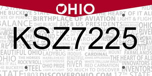 KSZ7225 Ohio License Plate
