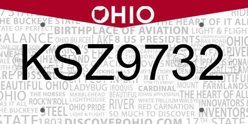 KSZ9732 Ohio License Plate