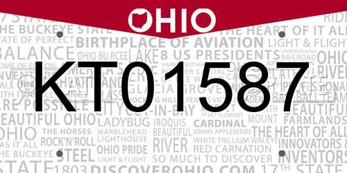 KT01587 Ohio License Plate