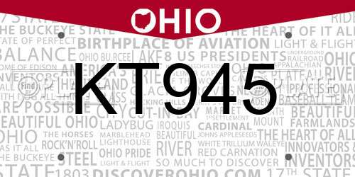 KT945 Ohio License Plate