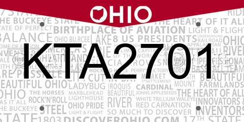 KTA2701 Ohio License Plate