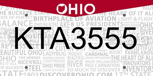 KTA3555 Ohio License Plate