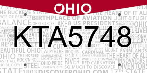 KTA5748 Ohio License Plate