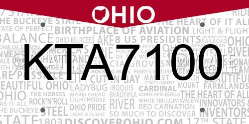 KTA7100 Ohio License Plate