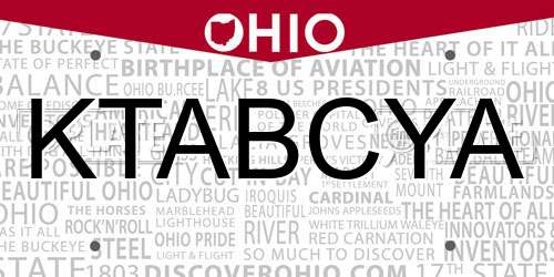 KTABCYA Ohio License Plate