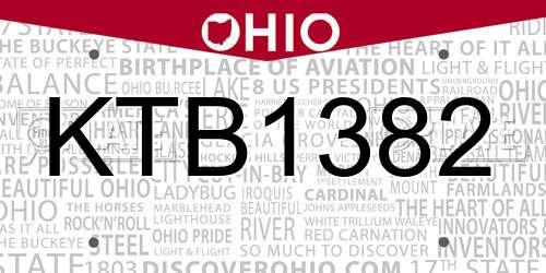 KTB1382 Ohio License Plate