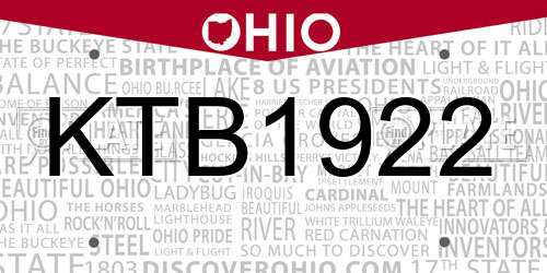 KTB1922 Ohio License Plate
