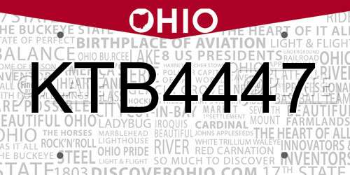 KTB4447 Ohio License Plate