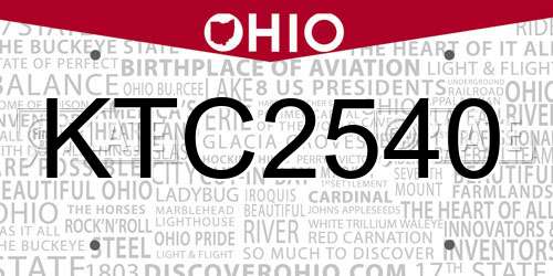 KTC2540 Ohio License Plate