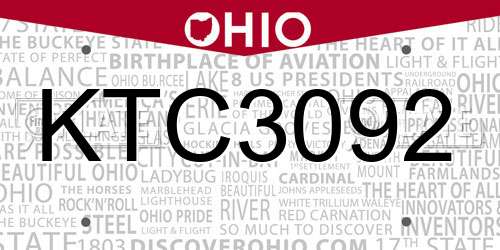 KTC3092 Ohio License Plate