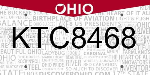 KTC8468 Ohio License Plate