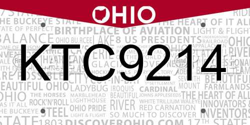 KTC9214 Ohio License Plate