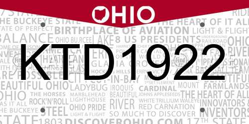 KTD1922 Ohio License Plate