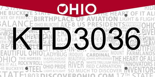 KTD3036 Ohio License Plate