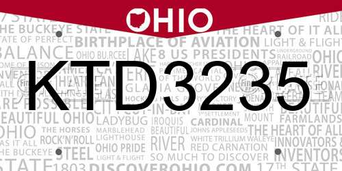 KTD3235 Ohio License Plate