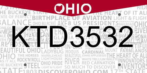 KTD3532 Ohio License Plate