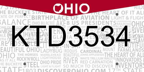 KTD3534 Ohio License Plate