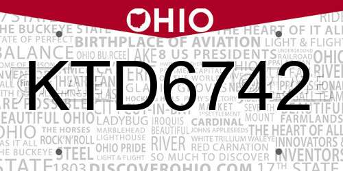 KTD6742 Ohio License Plate