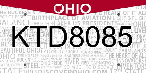 KTD8085 Ohio License Plate