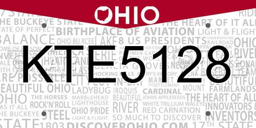 KTE5128 Ohio License Plate
