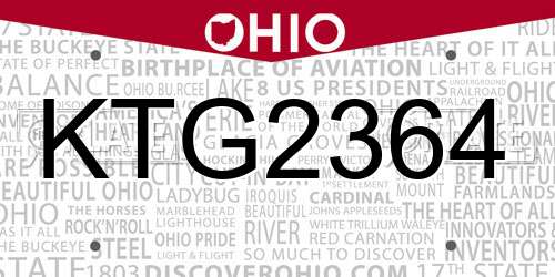 KTG2364 Ohio License Plate