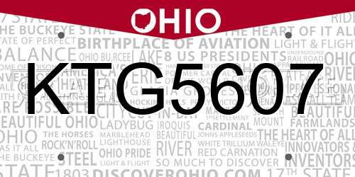 KTG5607 Ohio License Plate