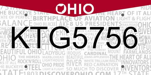 KTG5756 Ohio License Plate