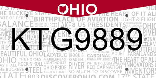 KTG9889 Ohio License Plate