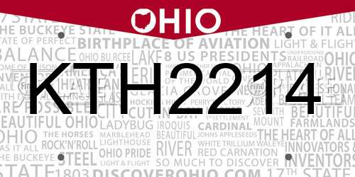 KTH2214 Ohio License Plate