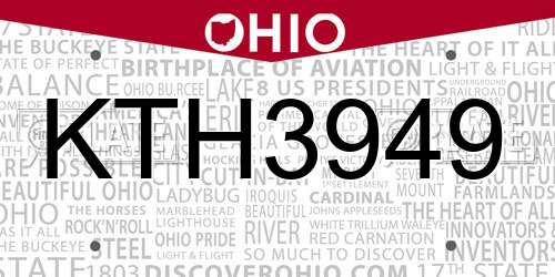KTH3949 Ohio License Plate