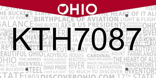 KTH7087 Ohio License Plate